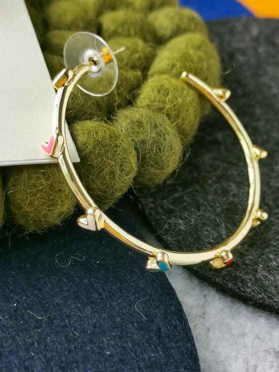 Kendra Scott Haven Heart Multi Color Hoop Earrings Gold - Picture 3 of 3